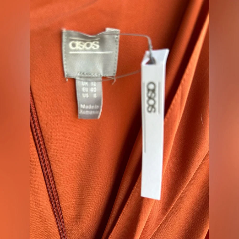 New with tags ASOS copper midi wrap dress size 8 - Picture 9 of 11